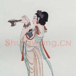 近现代 张大千《天女图》国画人物作品图片鉴赏