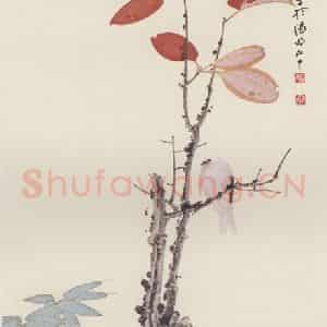 近现代 张大千《红叶玉鸦》国画花鸟作品图片鉴赏