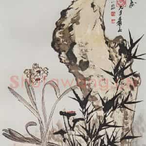 近现代 张大千《芝仙祝寿图》国画花鸟作品图片鉴赏