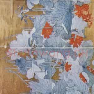 近现代 张大千《朱荷通景屏》国画花鸟作品图片鉴赏