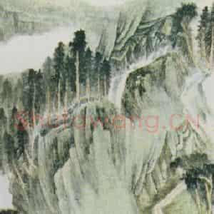 近现代 张大千《临阎右相西岭春云图》国画山水作品图片鉴赏