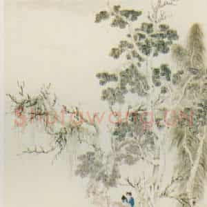 近现代 张大千《仿赵承旨山水》国画山水作品图片鉴赏