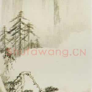 近现代 张大千《依松观云图》国画山水作品图片鉴赏