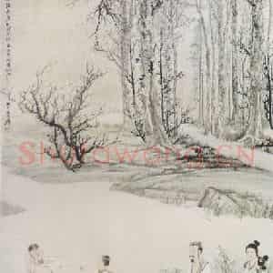 近现代 张大千《仿赵孟頫换鹅图》国画人物作品图片鉴赏