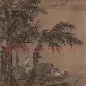 元代 盛懋《秋舸清啸图轴》国画综合作品图片鉴赏