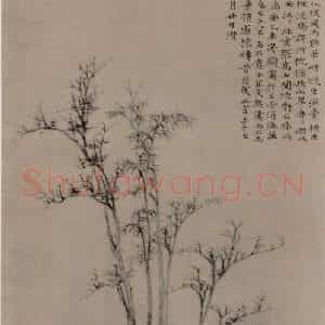 元代 倪瓒《渔庄秋霁图轴》国画花鸟作品图片鉴赏