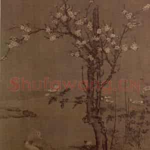 元代《杏花鸳鸯图轴》国画花鸟作品图片鉴赏
