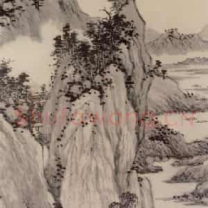 明代 沈周《仿大痴山水图轴》国画山水作品图片鉴赏