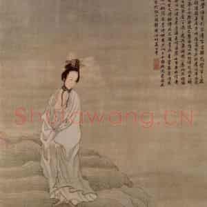 明代 崔子忠《云中玉女图轴》国画人物作品图片鉴赏