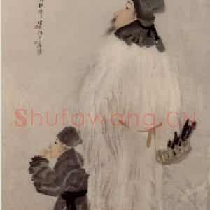 清代 任颐《雪中送炭图轴》国画人物作品图片鉴赏