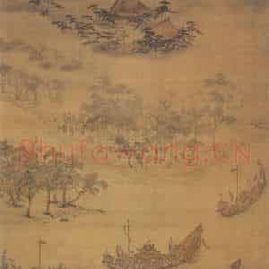 元代 吴廷晖《龙舟夺标》国画山水作品图片鉴赏