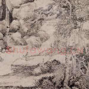 元代 倪瓒《合作山水》国画山水作品图片鉴赏