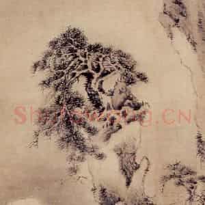 元代 巴颜布哈《古壑云松图》国画山水作品图片鉴赏