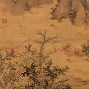 元代 盛懋《秋林高士图》国画山水作品图片鉴赏