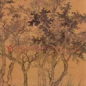 元代 盛懋《秋林高士图》国画山水作品图片鉴赏