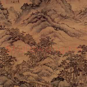 元代 陆广《仙山楼观》国画山水作品图片鉴赏