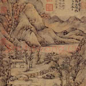 元代 倪瓒《雨后空林》国画山水作品图片鉴赏