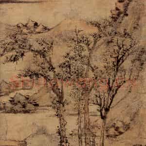 元代 倪瓒《雨后空林》国画山水作品图片鉴赏