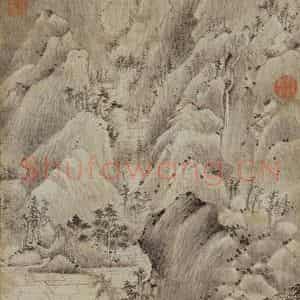 元代 王蒙《谷口春耕图》国画山水作品图片鉴赏