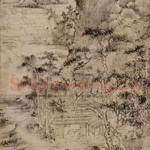 元代 王蒙《谷口春耕图》国画山水作品图片鉴赏
