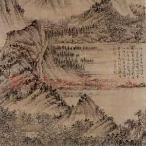 元代 王蒙《花溪渔隐》国画山水作品图片鉴赏