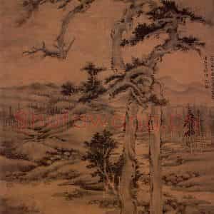 元代 吴镇《双松图》国画山水作品图片鉴赏