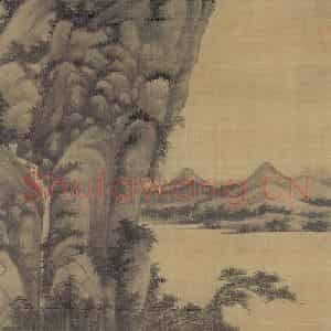 元代 吴镇《秋江雨隐》国画山水作品图片鉴赏