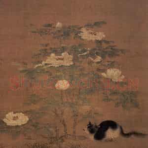 宋代 宋人《富贵花狸》国画花鸟作品图片鉴赏