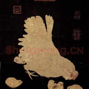 宋代 宋人《画子母鸡图》国画花鸟作品图片鉴赏