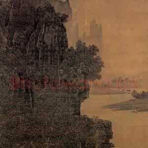 宋代 萧照《书山腰楼观》国画山水作品图片鉴赏
