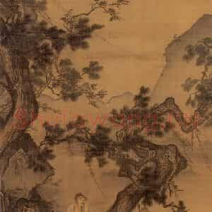 宋代 马麟《静听松风图》国画综合作品图片鉴赏