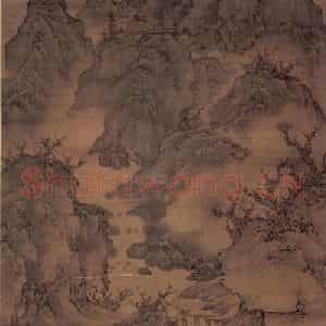 五代梁 关仝《关山行旅》国画山水作品图片鉴赏