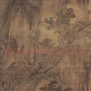 五代梁 关仝《秋山晚翠》国画山水作品图片鉴赏