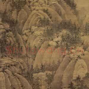五代南唐 巨然《秋山问道图》国画山水作品图片鉴赏