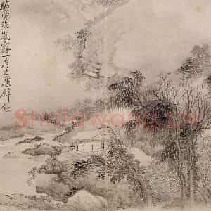 清代 恽寿平《仿古山水》国画山水作品图片鉴赏