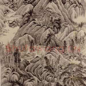 清代 吴历《仿吴镇山水》国画山水作品图片鉴赏