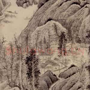 清代 吴历《仿吴镇山水》国画山水作品图片鉴赏