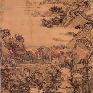 清代 孙祜《秋山楼阁》国画山水作品图片鉴赏