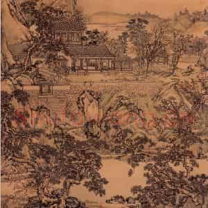 清代 孙祜《秋山楼阁》国画山水作品图片鉴赏