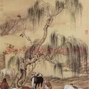 清代 郎世宁《八骏图》国画花鸟作品图片鉴赏