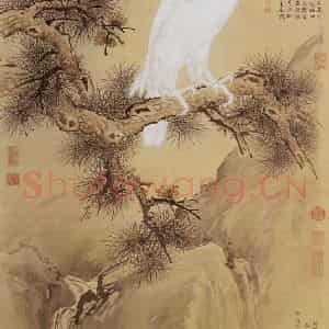 清代 郎世宁《白鹘图》国画花鸟作品图片鉴赏