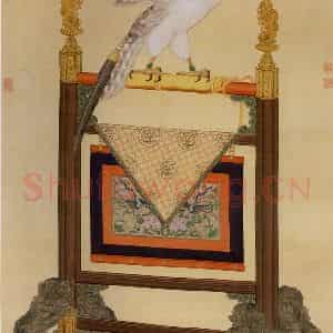 清代 艾启蒙《画土尔扈特白鹰》国画花鸟作品图片鉴赏