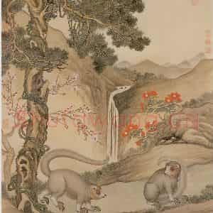 清代 艾启蒙《画山猫》国画花鸟作品图片鉴赏