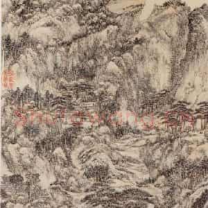 清代 王原祁《仿王蒙夏日山居图》国画山水作品图片鉴赏