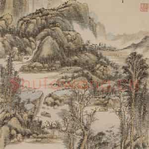 清代 王原祁《仿黄公望山水》国画山水作品图片鉴赏