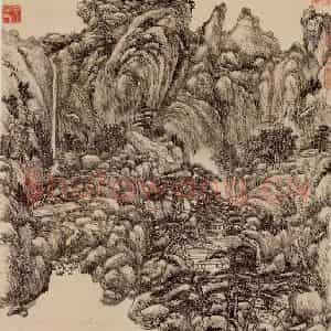 清代 王原祁《仿王蒙山水》国画山水作品图片鉴赏