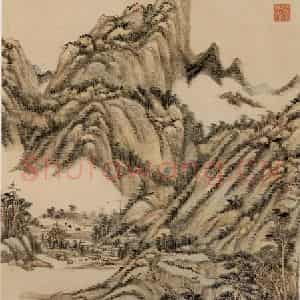 清代 王原祁《画中有诗图》国画山水作品图片鉴赏