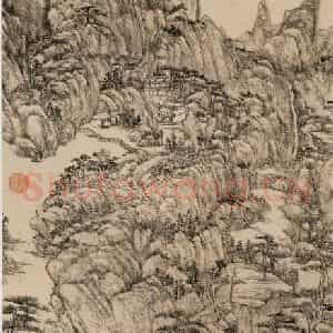 清代 王原祁《仿王蒙笔意》国画山水作品图片鉴赏