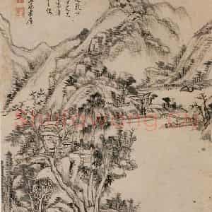 清代 王原祁《仿黄公望笔意》国画山水作品图片鉴赏