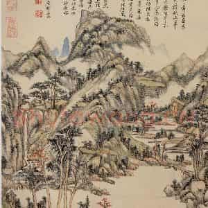 清代 王原祁《仿黄公望秋山图》国画山水作品图片鉴赏